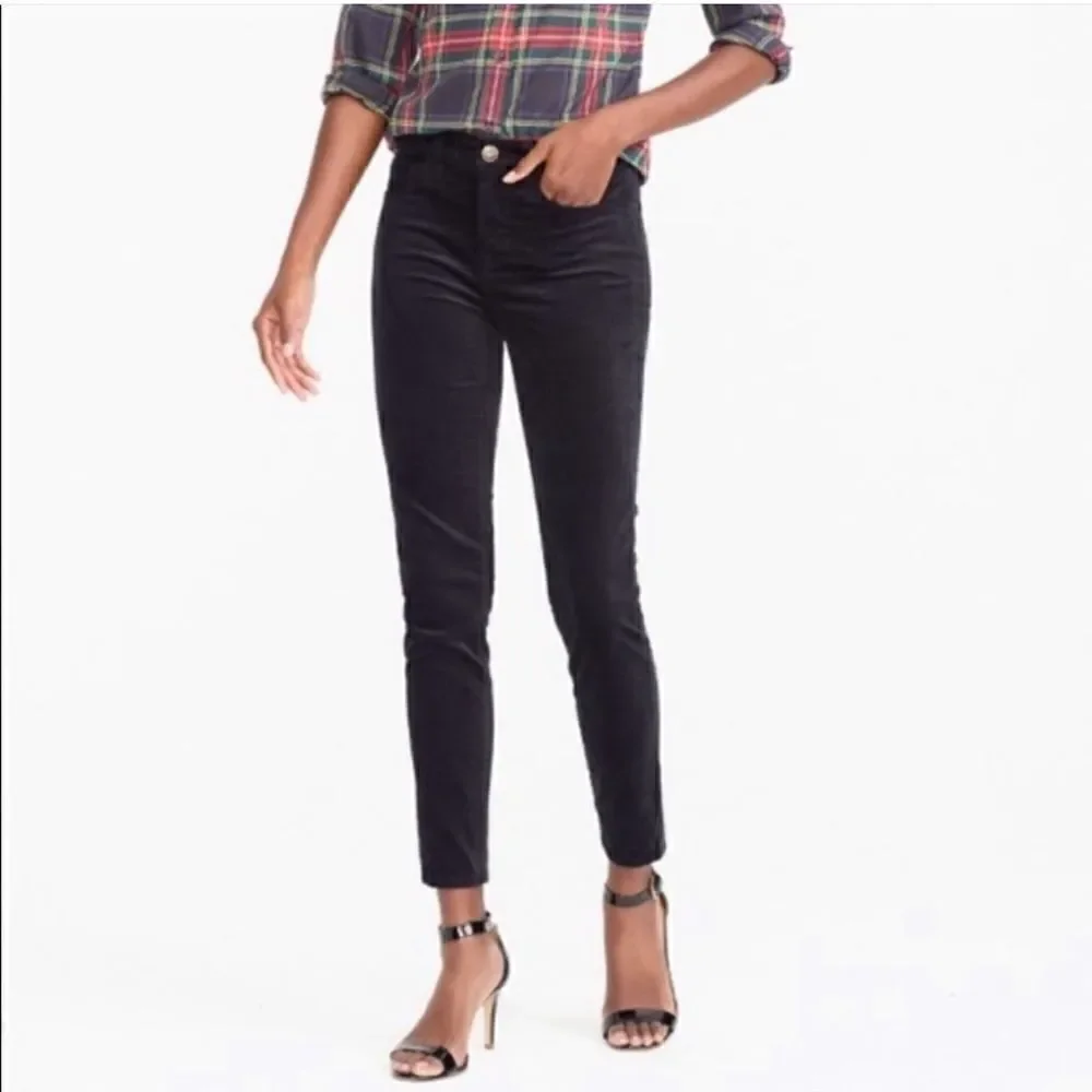 J. Crew Jeans Velvet High Rise Toothpick Jeans || SZ 27 || Black Velvet